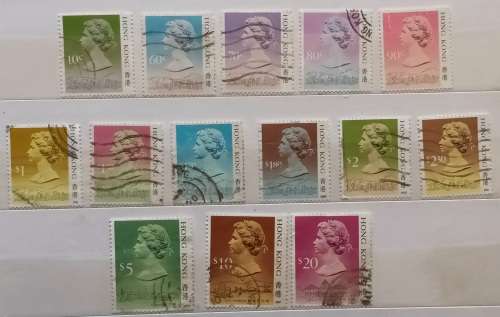 Hong Kong - 1987 - Definitives: Elizabeth II - 14 Used stamps (Includes $10 and $20)