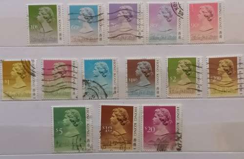 Hong Kong - 1987 - Definitives: Elizabeth II - 14 Used stamps (Includes $10 and $20)