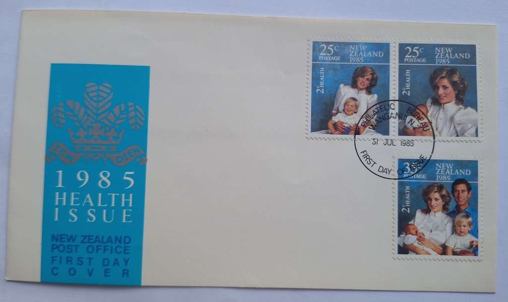 New Zealand 1985 Health Issue Prince and Princess of Wales and family FDC