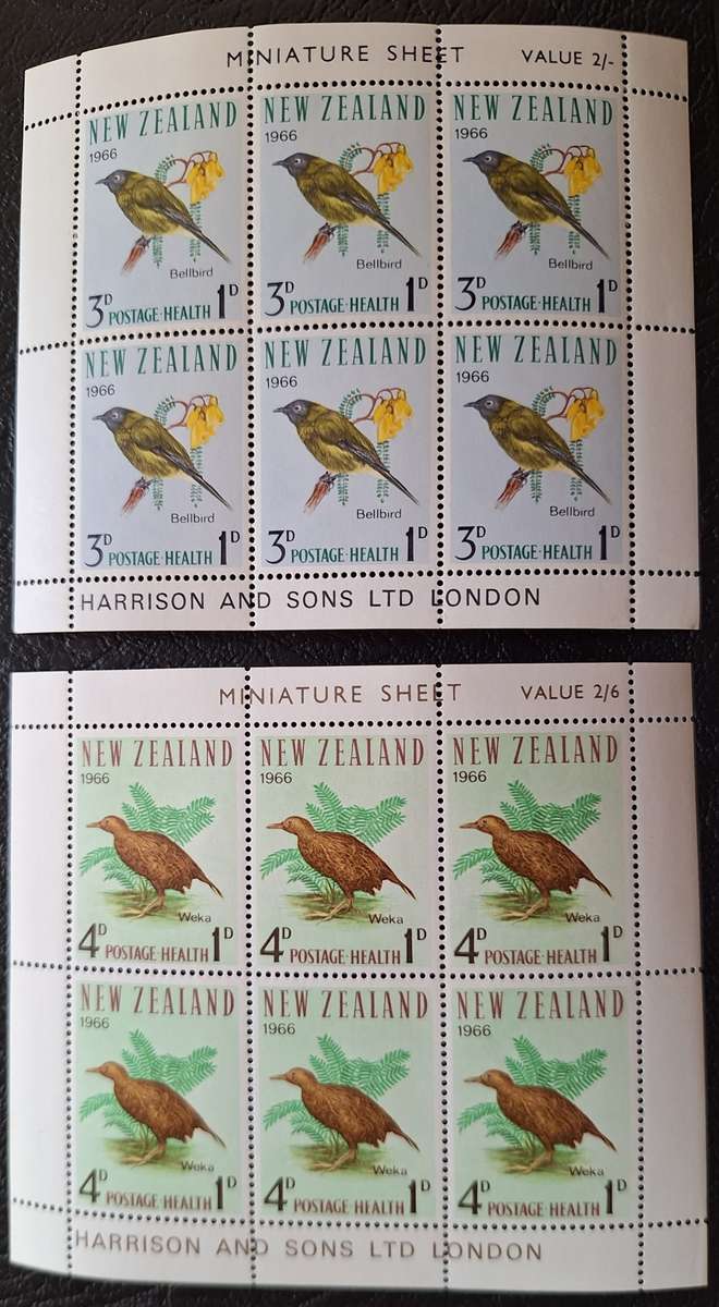 New Zealand 1966 Health Set of 2 Unused Hinged Miniature Sheets