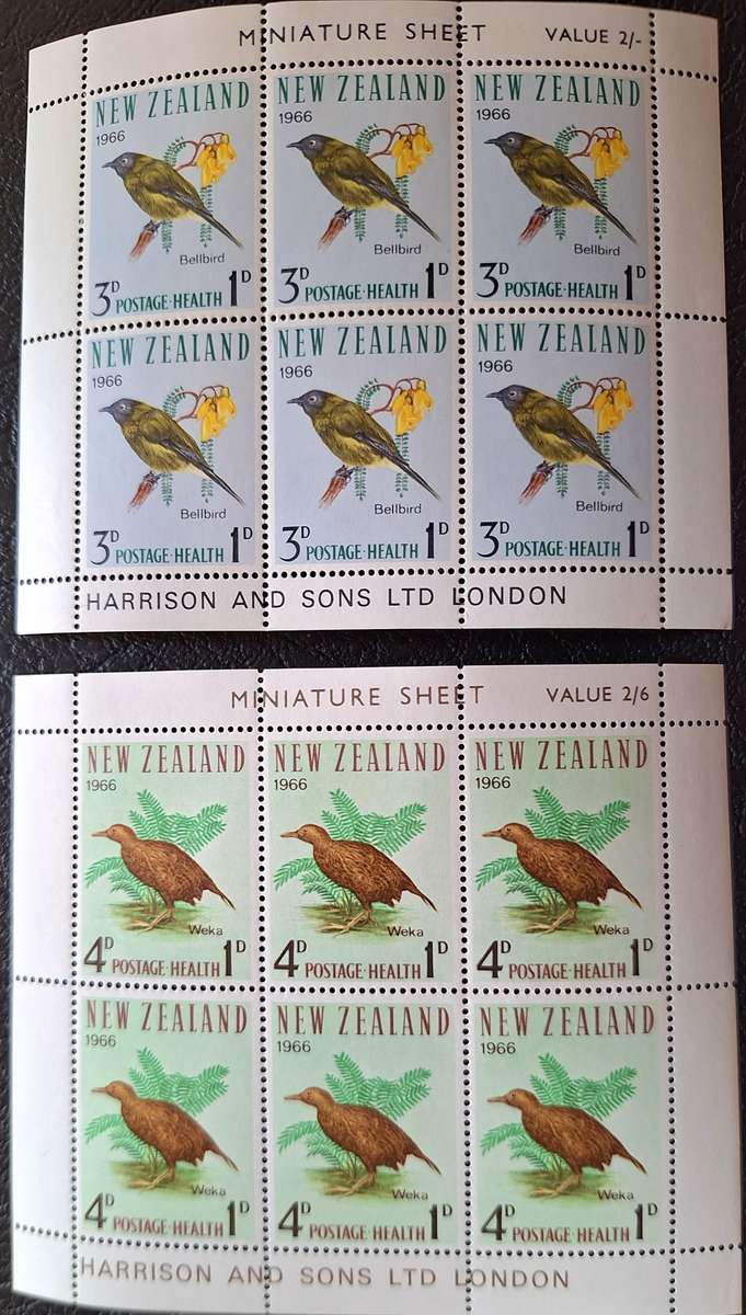 New Zealand 1966 Health Set of 2 Unused Hinged Miniature Sheets