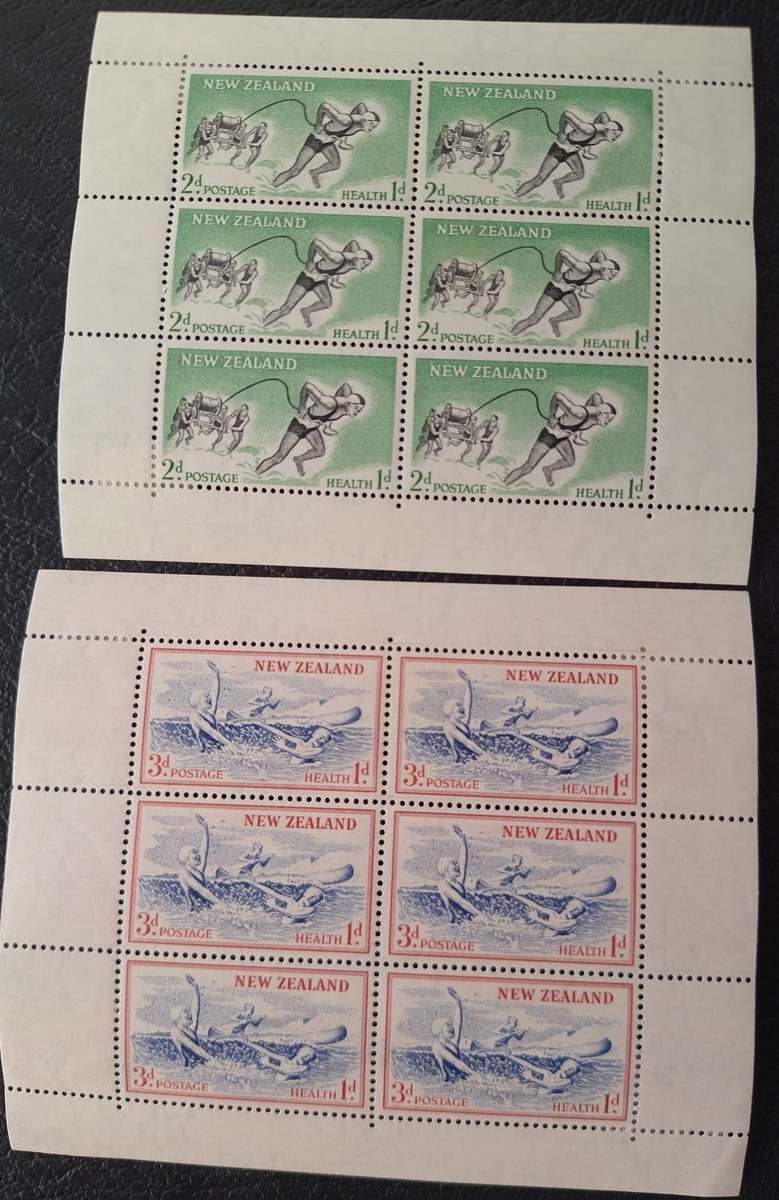 New Zealand 1957 Health Issue Set of 2 Unused Hinged Miniature Sheets