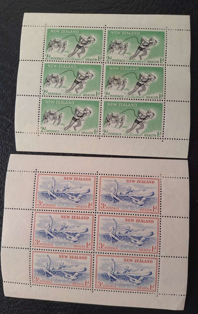 New Zealand 1957 Health Issue Set of 2 Unused Hinged Miniature Sheets