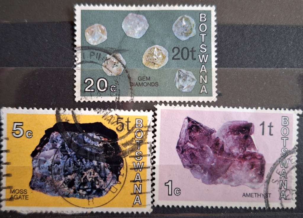 Botswana 1976 Minerals 3 Used SURCHARCHED stamps