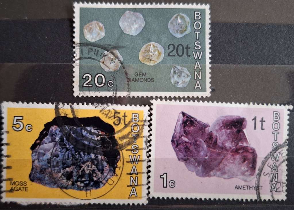 Botswana 1976 Minerals 3 Used SURCHARCHED stamps