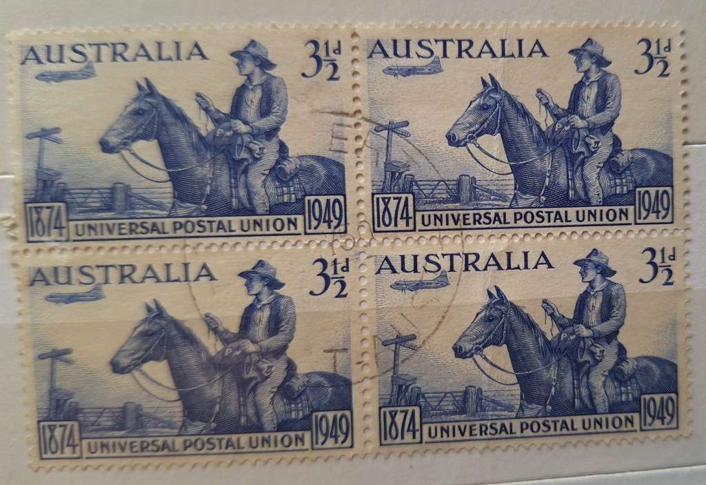 Australia 1949 UPU Block of 4 Used stamps