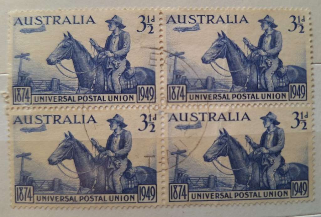 Australia 1949 UPU Block of 4 Used stamps
