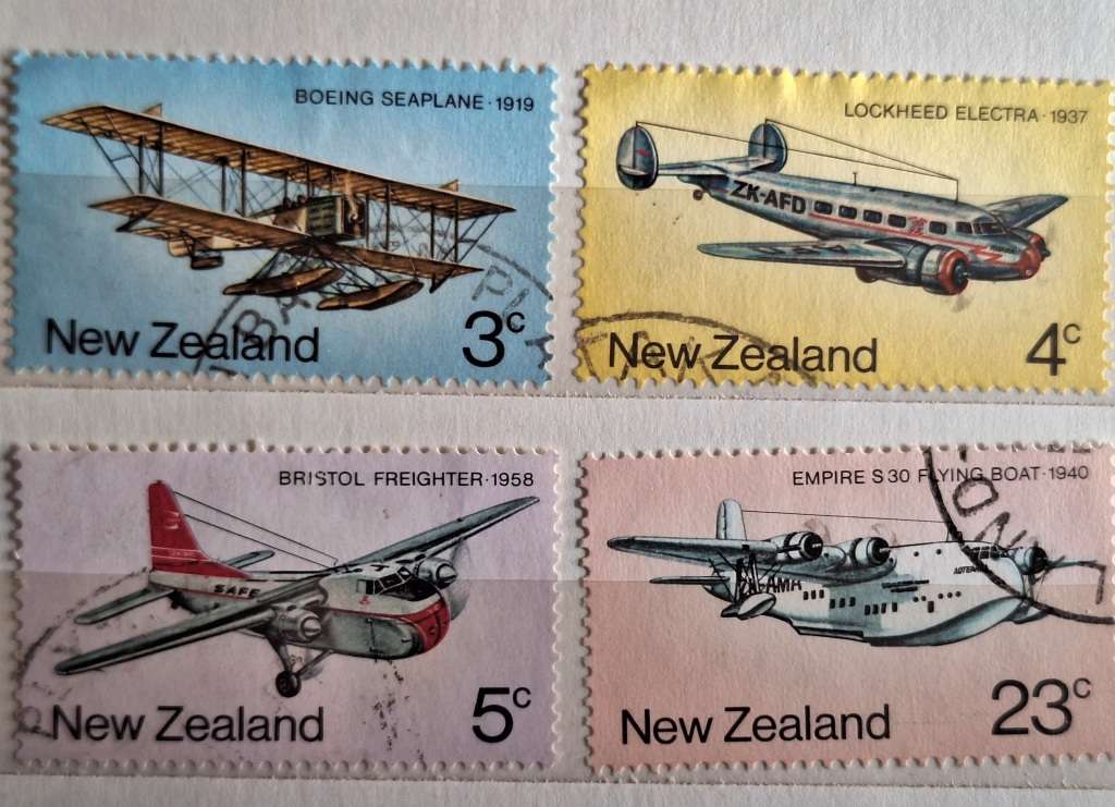 New Zealand 1974 Air Transport Set of 4 Used Hinged Stamps