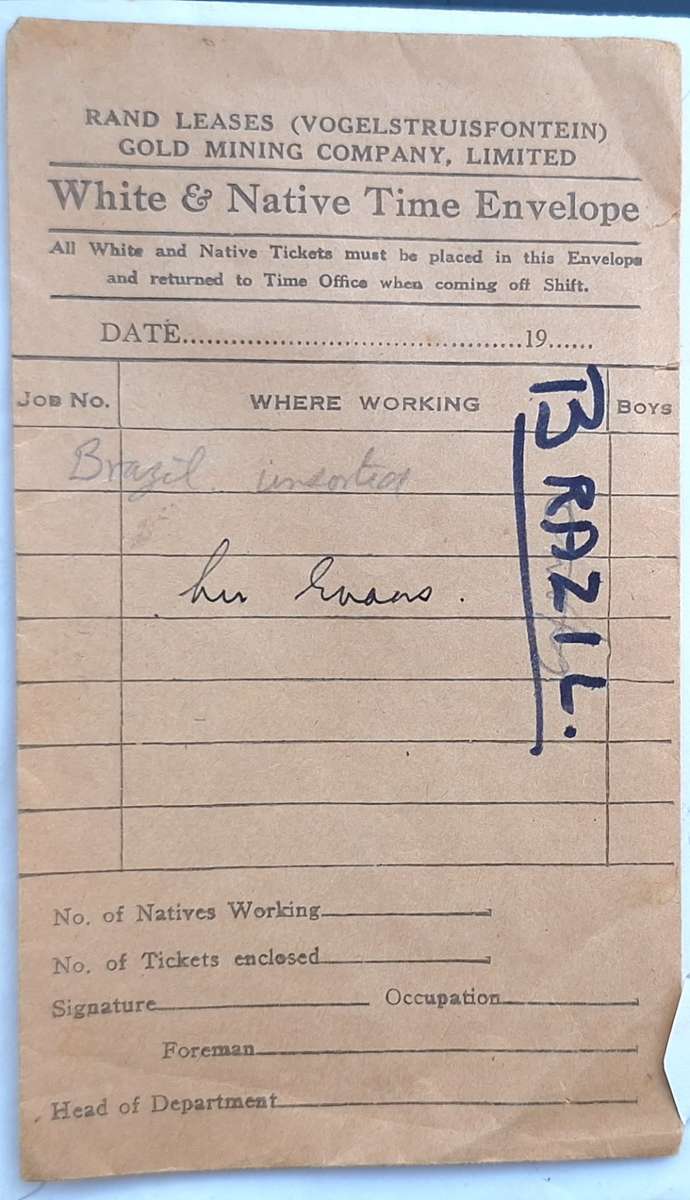 Rand Leases (Vogelstruisfontein) Gold Mining Co Time Envelope