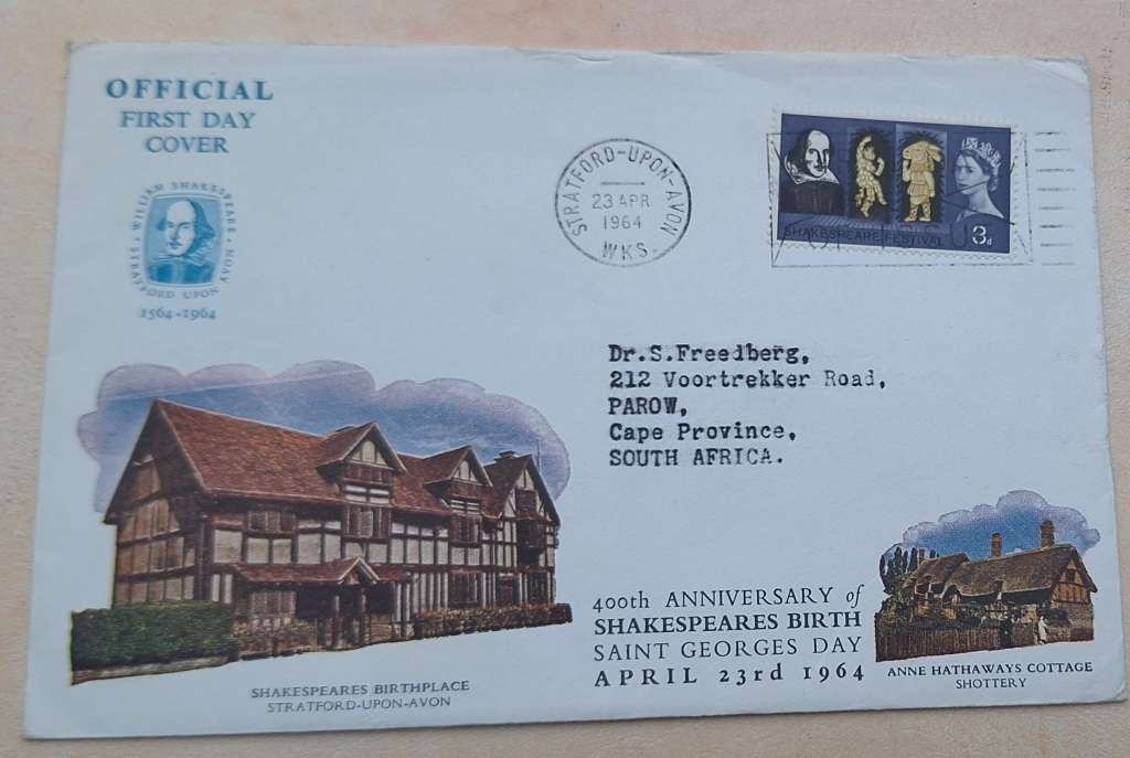 GB 1964 Shakespeares 400th Birth Anniversary FDC