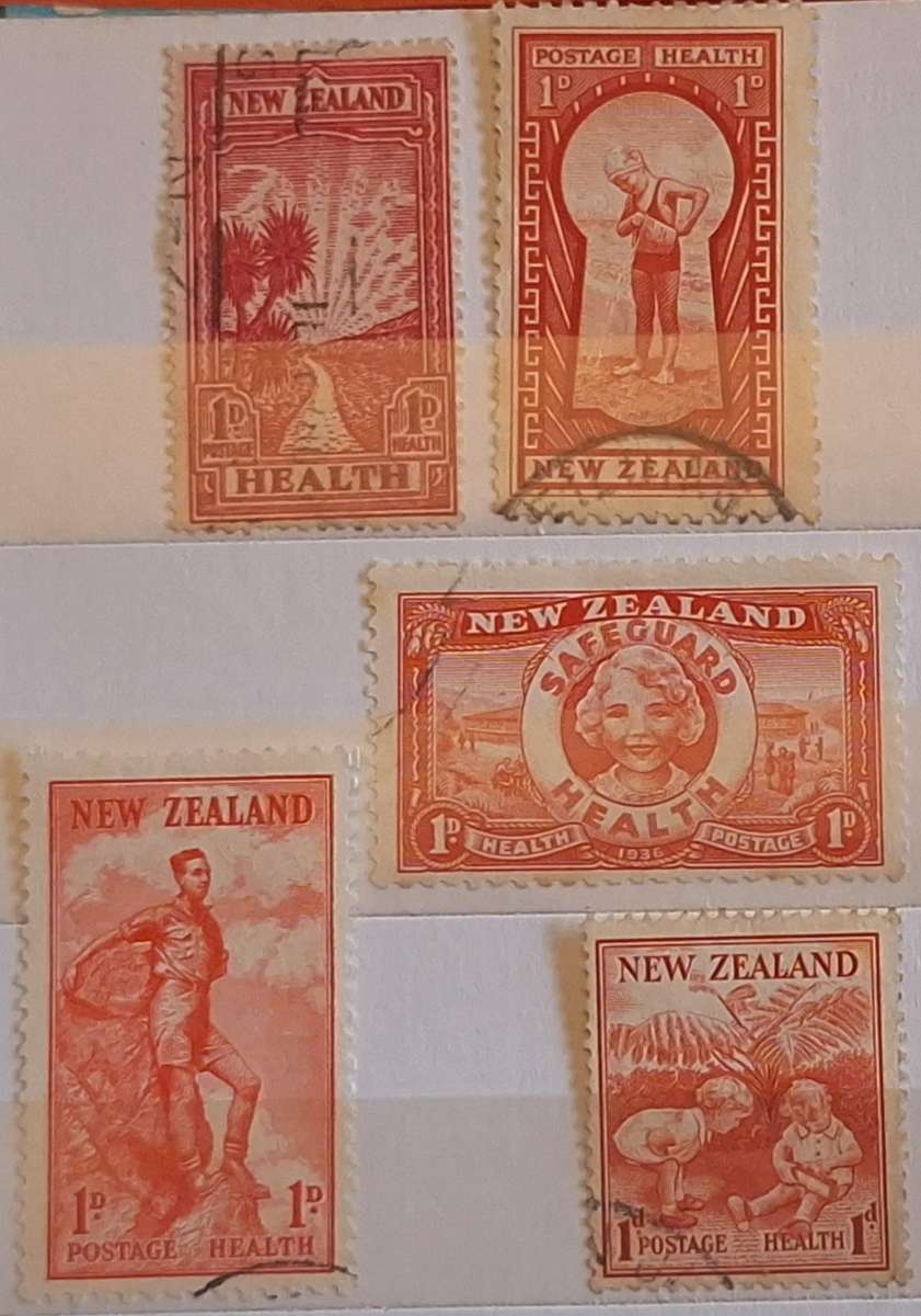 New Zealand 1933, 1935, 1936,1937 and 1938 Health Issues 5 Used stamps