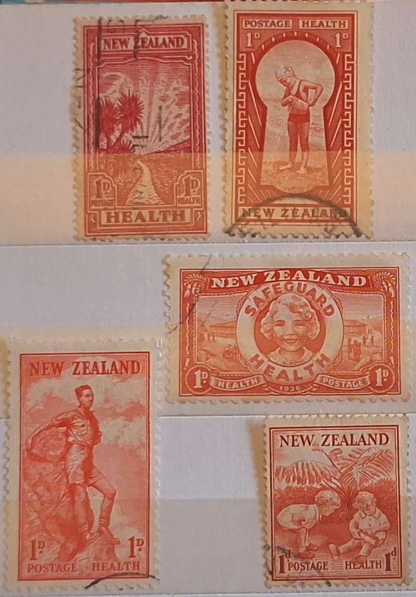 New Zealand 1933, 1935, 1936,1937 and 1938 Health Issues 5 Used stamps