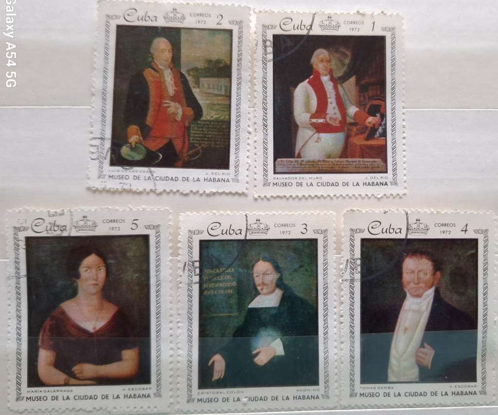 Cuba 1972 Paintings 5 Cancelled Hinged stamps