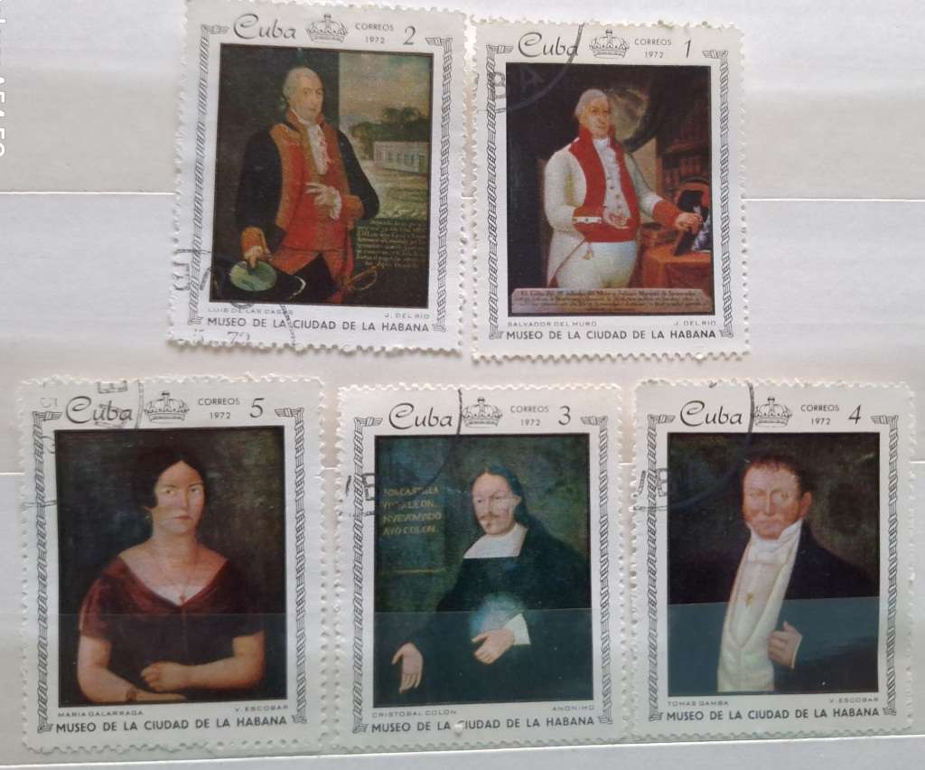 Cuba 1972 Paintings 5 Cancelled Hinged stamps