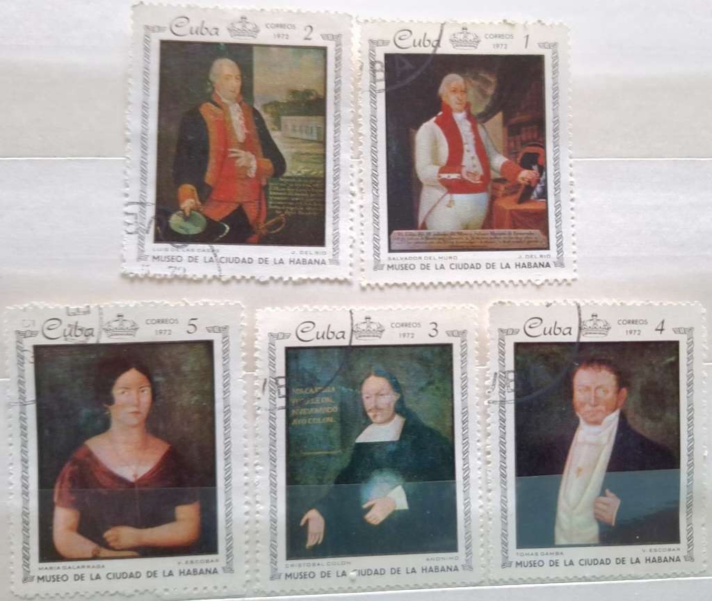 Cuba 1972 Paintings 5 Cancelled Hinged stamps
