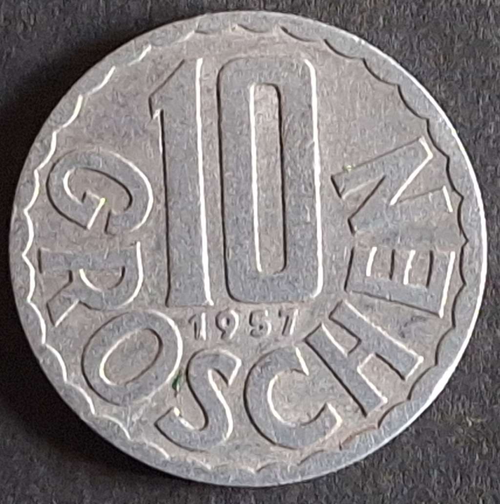 Austria 1957 10 Groschen Aluminium