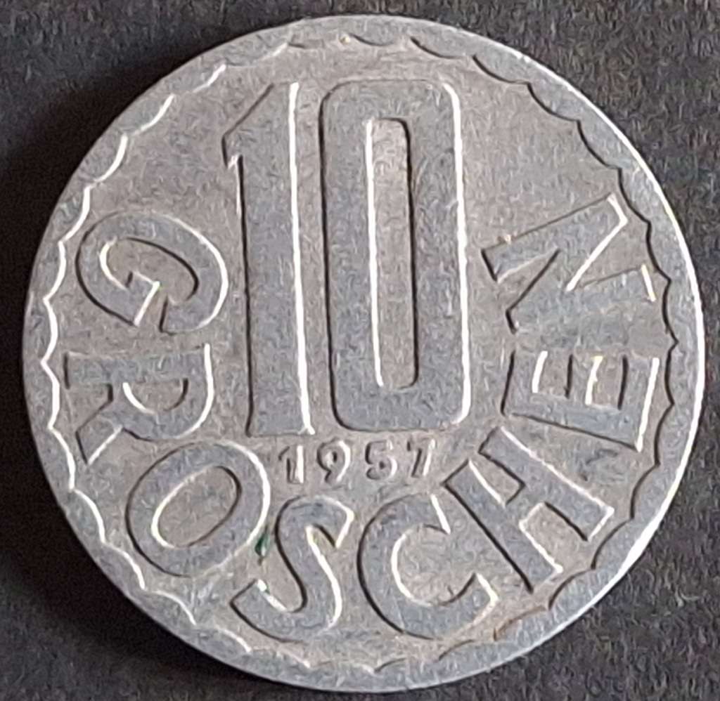 Austria 1957 10 Groschen Aluminium
