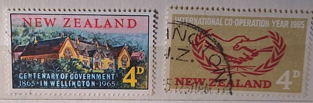 New Zealand 1965 Government Centennial and International Co-operation Year 2 Used stamps