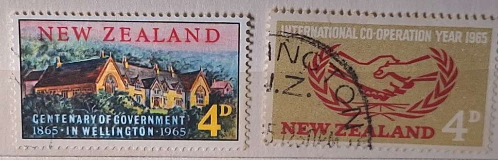 New Zealand 1965 Government Centennial and International Co-operation Year 2 Used stamps