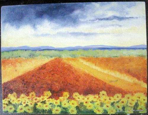 DAISIES : UNSIGNED : OIL - PAINTED ON CANVAS : 40X30.3CM