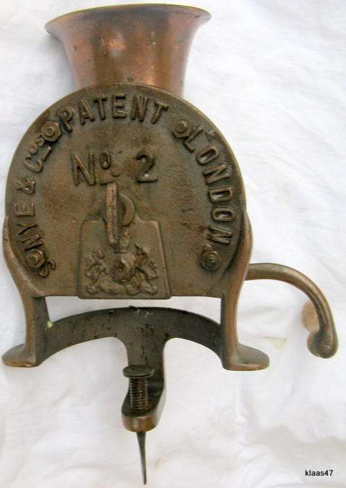 Vintage Coffee Grinder - S Nye & Co Patent -  London : No 2 : NEEDS LOTS  OF CLEANING