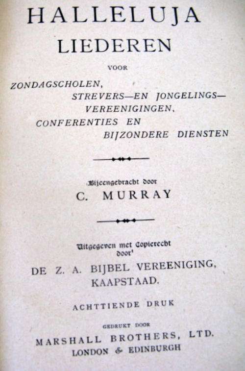 Halleluja  Ziederen Door C Murray  Door De Z.A Bijbel Vereeniging  Kaapstad 1904 Page 143 torn in ha
