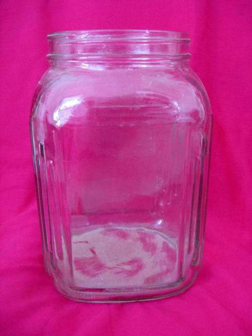 GLASS STORAGE JAR : NO LID : 24cm HIGH : TOP DIAM 11.5cm