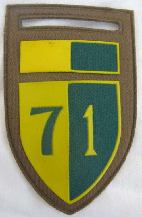 71 Motorised Brigade HQ Tupper Shoulder Flash