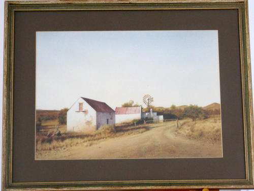 PRINT : LANDSCAPE : CANT READ SIGNATURE : FRAMED SIZE - 57X45CM : FRAMED BY BUYCRAFT, ZIMBABWE