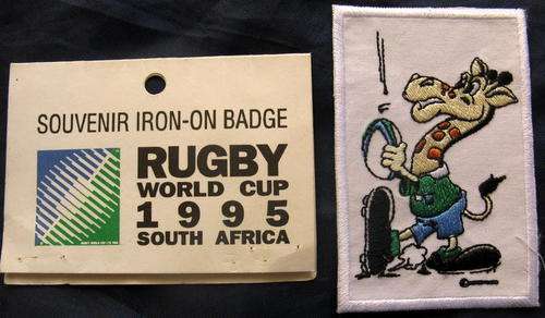 1995 : RUGBY WORLD CUP : IRON ON BADGE : RUGGLES : 5.5x8.3cm