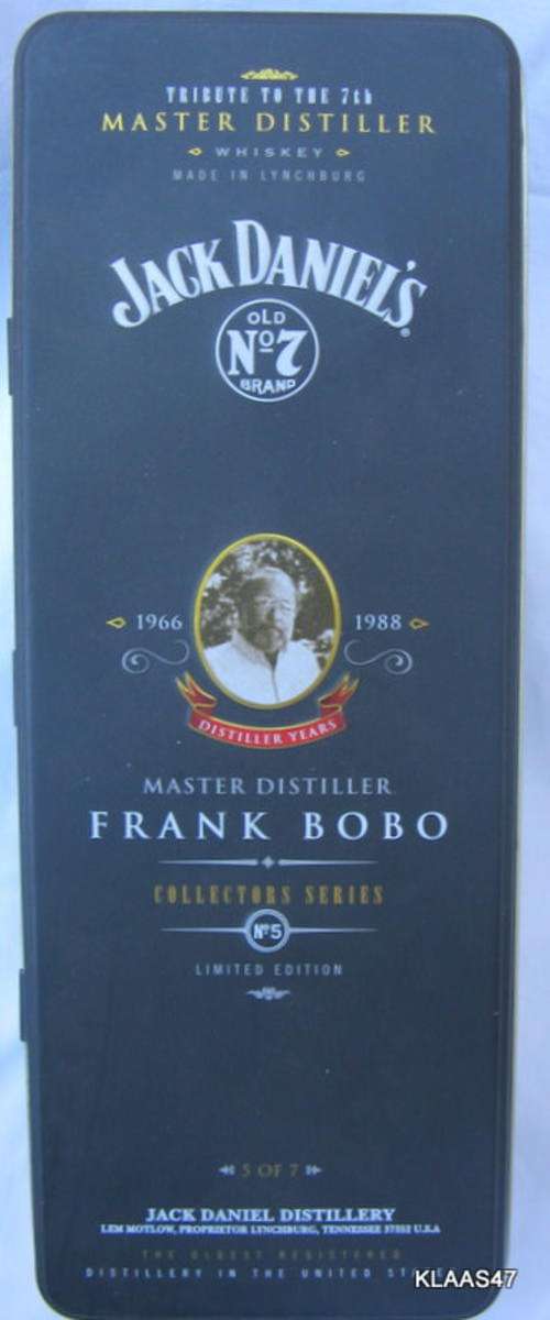 JACK DANIELS : EMPTY TIN : 1966 -1988 MASTER DISTILLER FRANK BOBO - NO.5 :  27x10x9.5cm