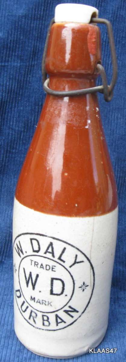 GINGER BEER BOTTLE : W. DALY DURBAN : POTTERY - GOVANCROFT CO, GLASGOW - 1
