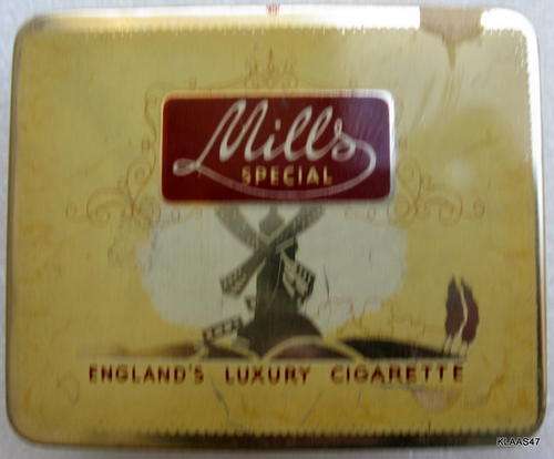 MILLS SPECIAL : EMPTY CIGARETTE TIN : 9x7.4x1.8cm