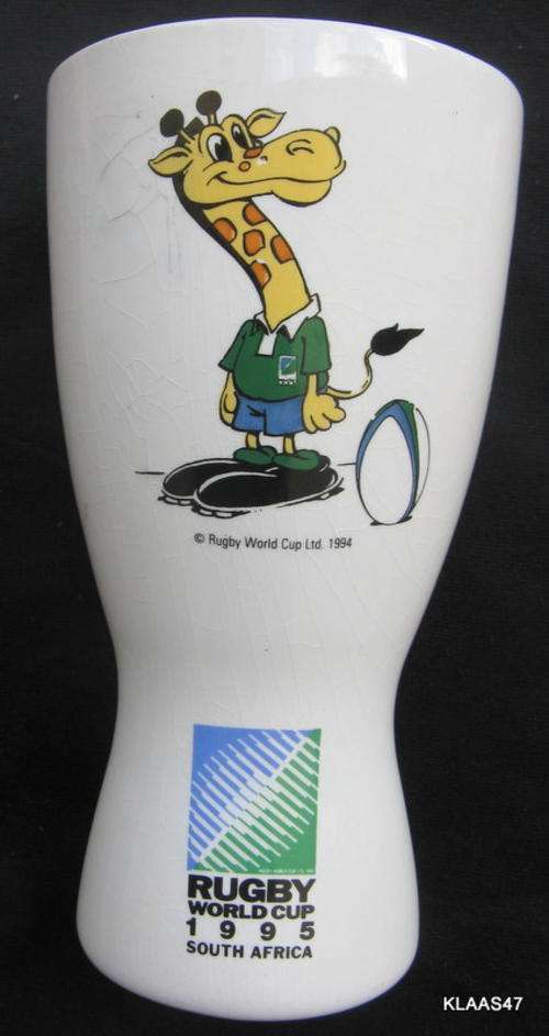1995  RUGBY WORLD CUP - SOUTH AFRICA : 17cm HIGH : **NOTE CRACK**