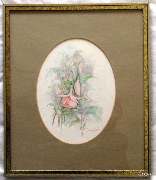 PHILLIP SWANEPOEL : WATERCOLOUR : FLOWERS : FRAMED SIZE - 24.5x29.3cm