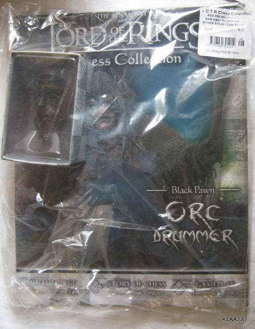 LORD OF THE RINGS - CHESS COLLECTION : NO.28  - ORC DRUMMER (BLACK PAWN)  **IN ORIGINAL PACKAGING**