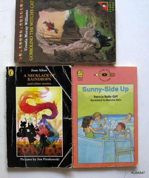 3 PAPERBACK  : A NECKLACE OF RAINDROPS  : GOBBOLINO THE WITCH'S CAT : SUNNY-SIDE UP