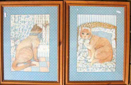 Pair Of Framed Prints of Cats
