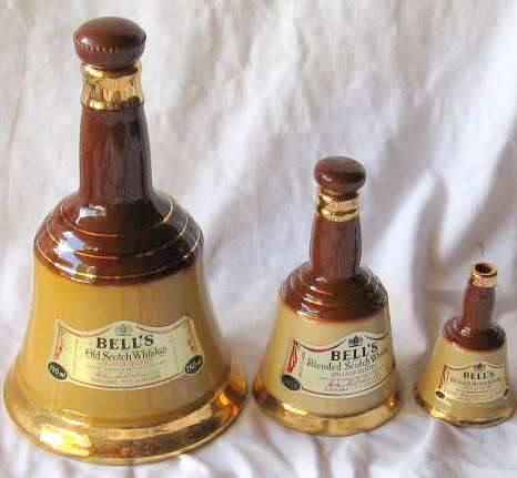 WADE : BELL'S SCOTCH WHISKY : EMPTY BOTTLES - 750ML, 200ML, 50ML : **NOTE - NO TOP FOR 50ML**
