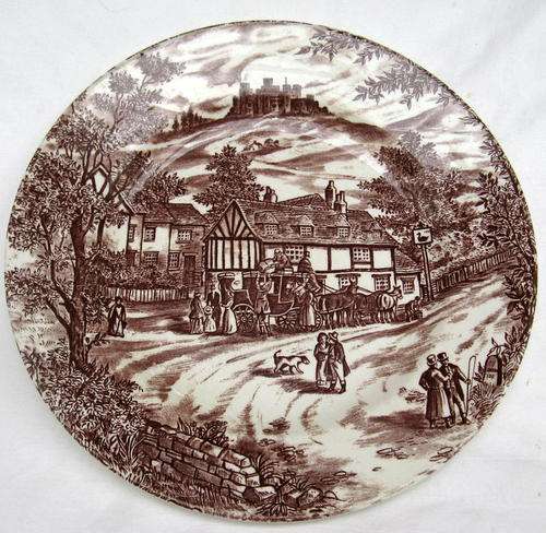 J. BROADHURST & SONS : ENGLAND : SWAN INN : 24cm DIAMETER DINNER PLATE