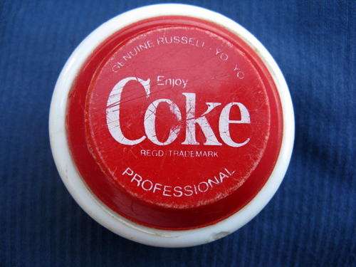 ENJOY COKE : GENUINE RUSSELL YO-YO - PROFESSIONAL : WOODEN PEG IN CENTRE : NO STRING