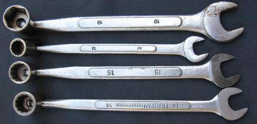 4 COMBINATION SPANNERS - SWIVEL HEAD : FRAGRAM : NO.S 12 - 14 - 15 - 19