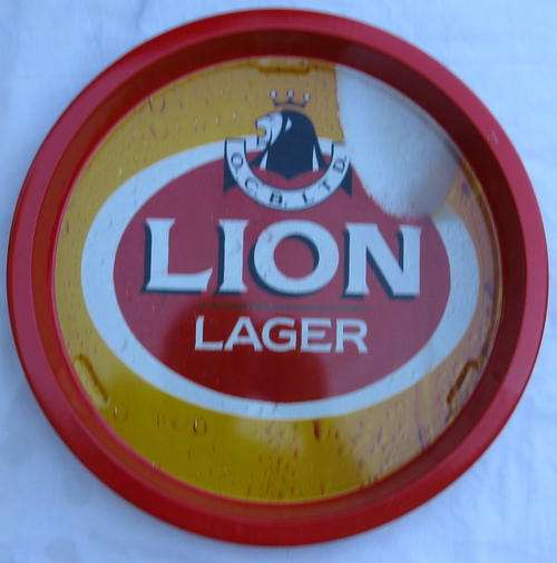 LION LAGER :  TRAY : 34cm DIAMETER
