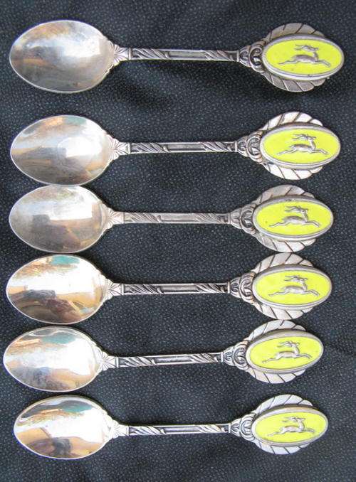 SPRINGBOK TEASPOONS : SET OF SIX :  11cm LONG