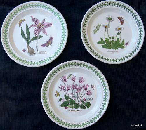 3 PLATES : 18.5cm DIAMETER : THE BOTANIC GARDEN : PORTMEIRON : 1972 : SUSAN WILLIAMS ELLIS - ENGLAND