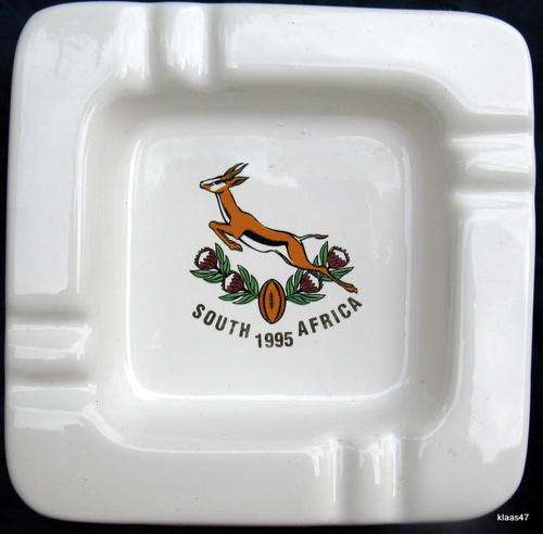 ASHTRAY : SPRINGBOK RUGBY : SOUTH AFRICA - 1995 : 18x18cm