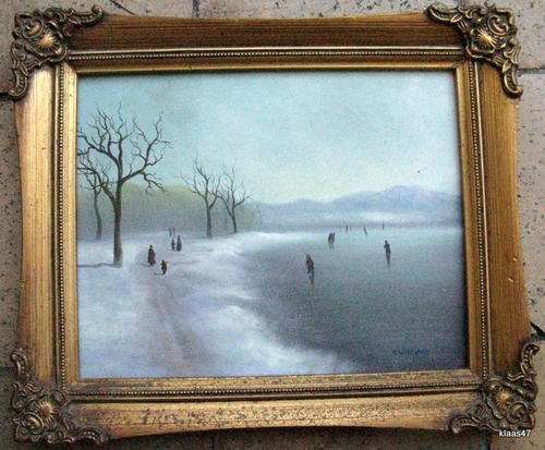 WINTER : R WITCHARD : FRAMED SIZE 31.5 x 26.3 cm : OIL ON BOARD