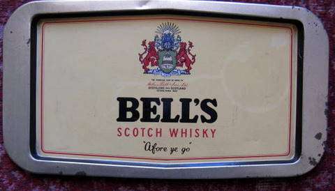 BELL'S SCOTCH WHISKY : METAL TRAY : 37x20cm : *** NOTE RUST MARKS***