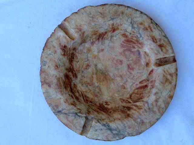 GENUINE ALABASTER ASHTRAY : DIAMETER 26cm : WEIGHT 3.235kg