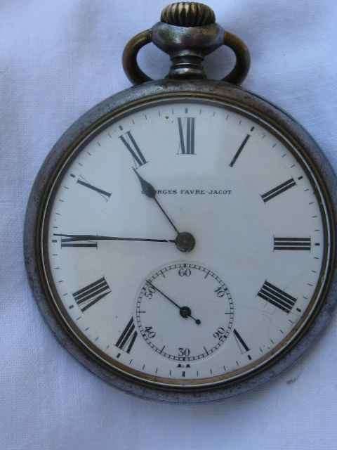 POCKET WATCH : GEORGES FAVRE JACOT : PAT.OCT.18 1904 : WORKING (not even 250 US dollars)